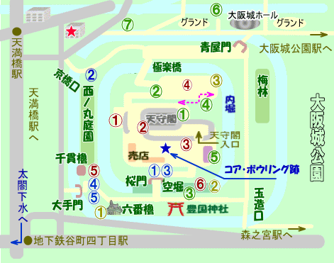 大阪条公園内の史跡位置