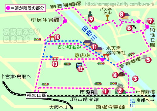 京都歴史散歩：福知山の地図