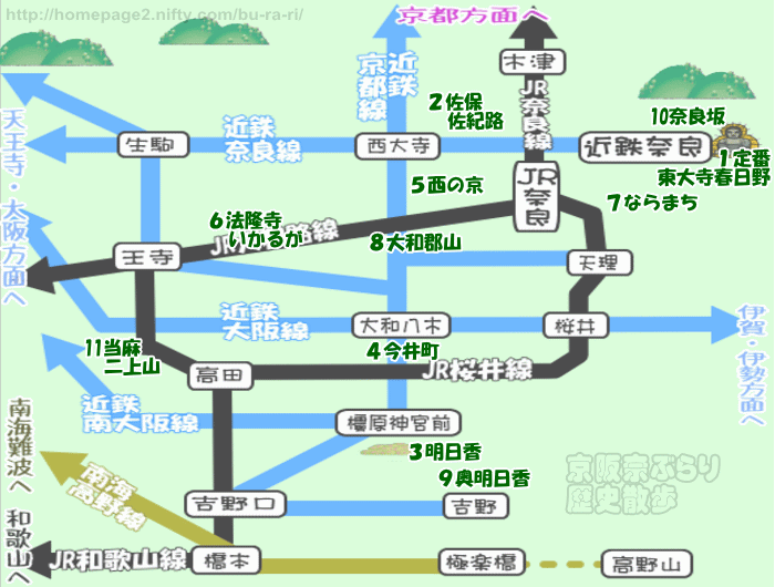 奈良の歴史散歩地図
